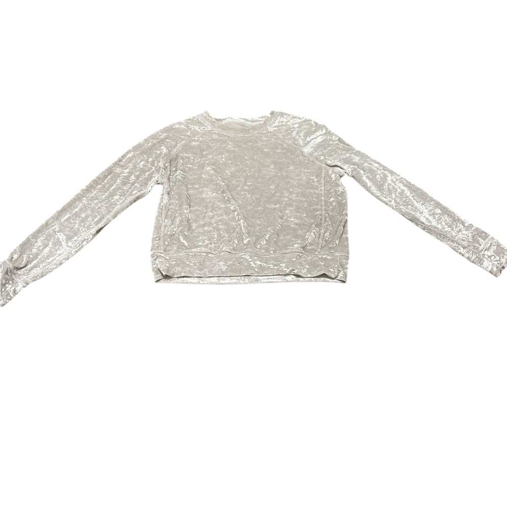 Lululemon Warm Down Crew Crushed Velvet Top in Chrome Size 4